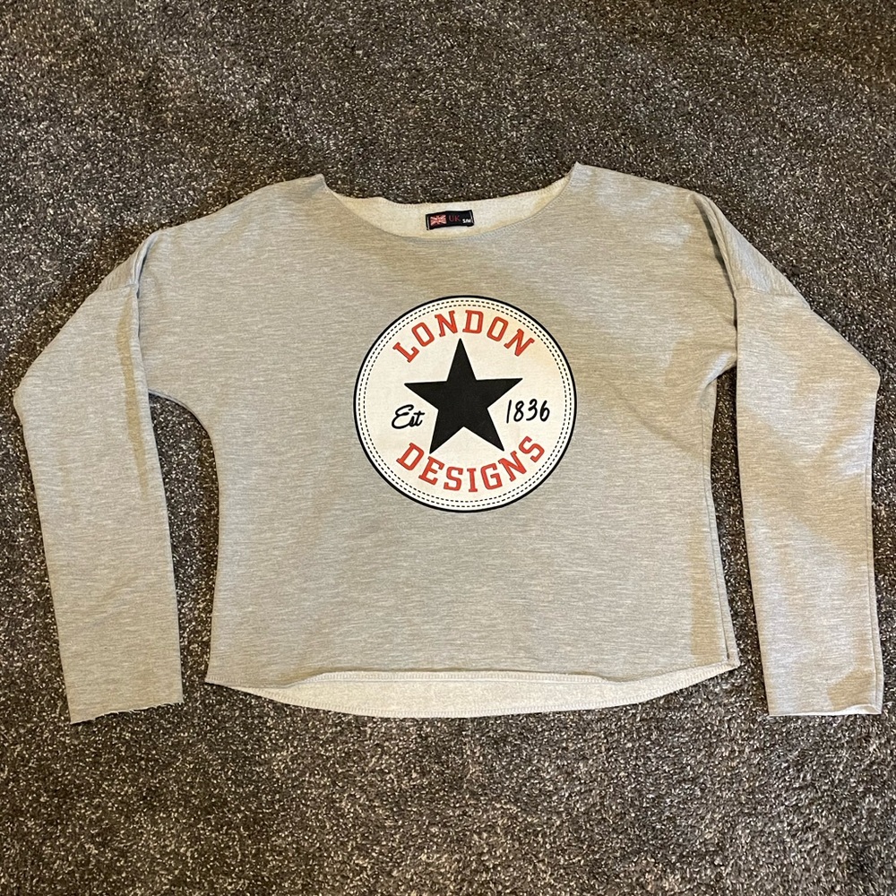 London Designs off the shoulder cropped sweatshirt (Converse inspired)